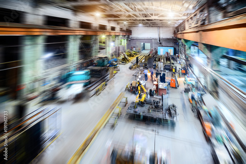 Factory shop. Abstract industrial background, motion blur effect. © nordroden