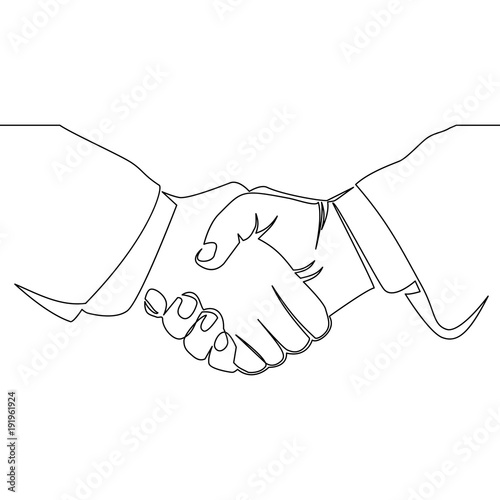 continuous line drawing of handshake