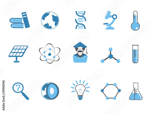 blue color science icons set