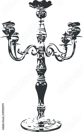 Vector candlestick in black and white
