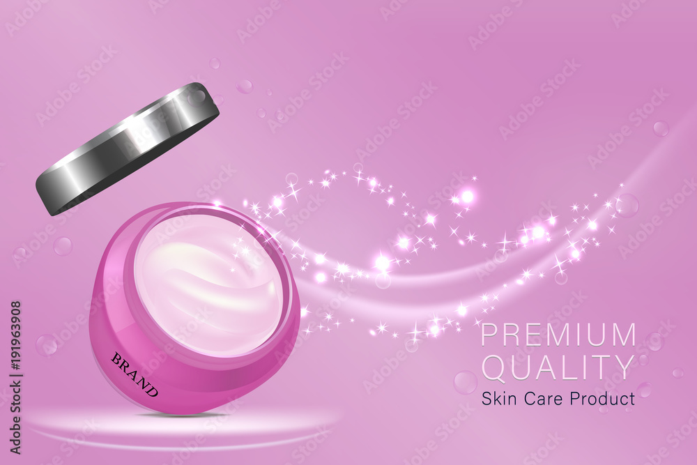 Pink cosmetic container with advertising background ready to use, luxury skin care ad. illustration vector. Pink cosmetic container with advertising background ready to use, luxury skin care ad. illustration vector.