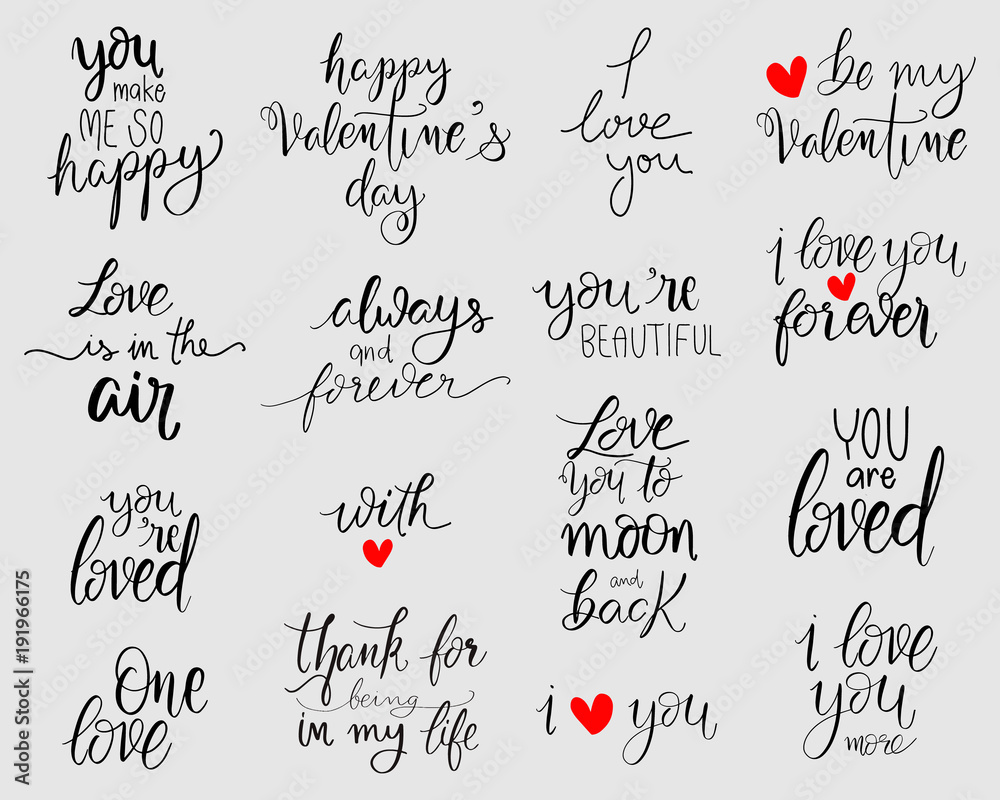 love lettering set. Hand written style Stock Vector | Adobe Stock