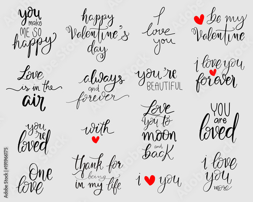 love lettering set. Hand written  style