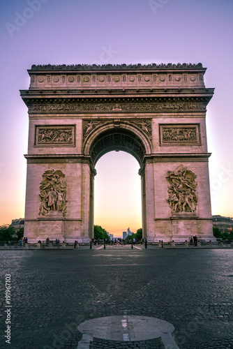 Monument of Victory in Paris, France in evening time