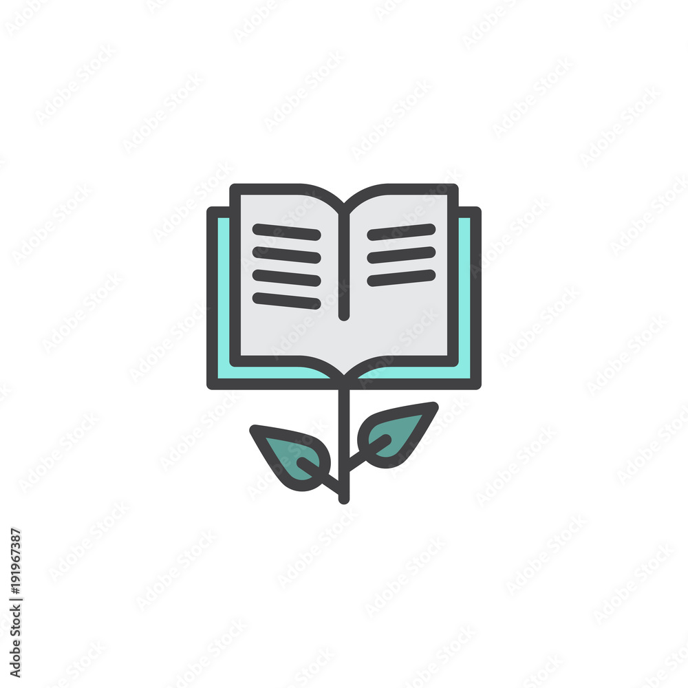 Grow book filled outline icon, line vector sign, linear colorful pictogram isolated on white. Symbol, logo illustration. Pixel perfect vector graphics Grow book filled outline icon, line vector sign, linear colorful pictogram isolated on white. Symbol, logo illustration. Pixel perfect vector graphics