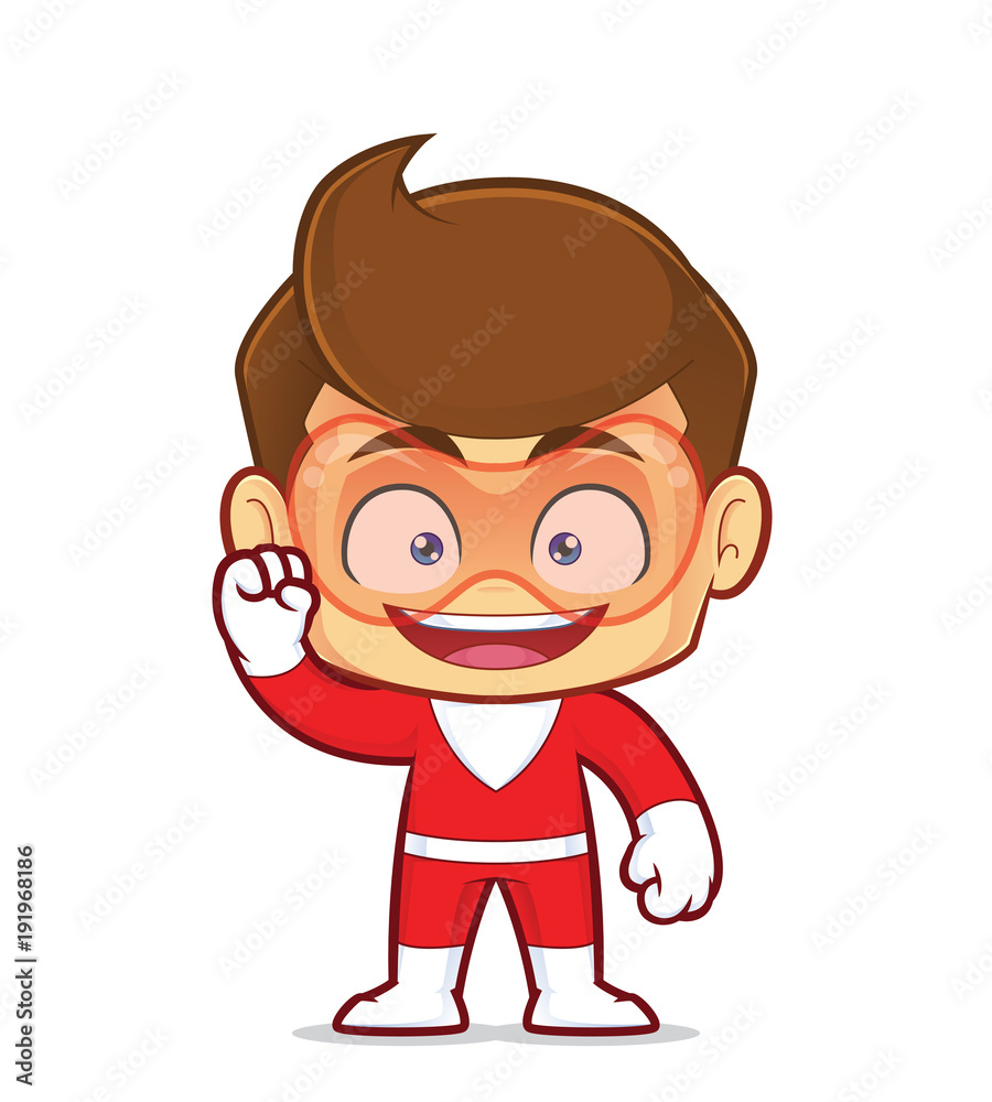 Clipart picture of an excited superhero cartoon character