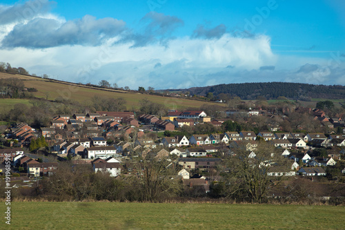 Residential houses on the outskirts of the city of Sidmouth. English winter. Sunny weather. East Devon. UK