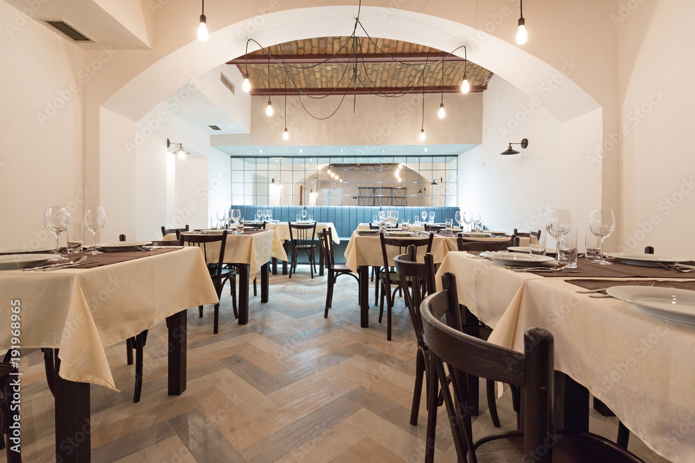 Restaurant interior in a new hotel Restaurant interior in a new hotel