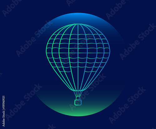 Modern Neon Thin Icon of balloon on Blue Background.