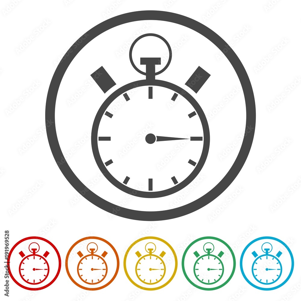 Timer icon, Clock icon,6 Colors Included Timer icon, Clock icon,6 Colors Included