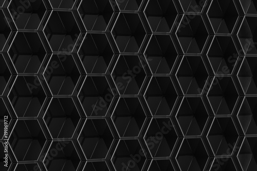 Black hexagon background. 3...
