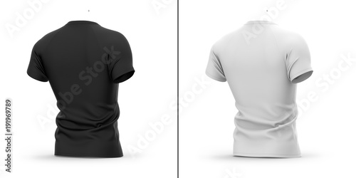 Men's t shirt with round neck and raglan sleeves. 3d rendering.