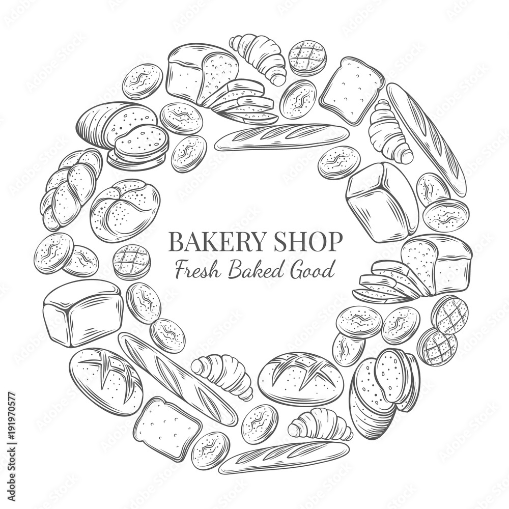 hand drawn bread hand drawn bread