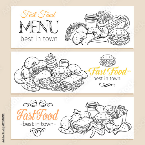 hand drawn fast food