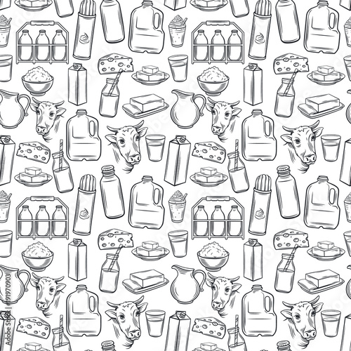 Milk product seamless pattern