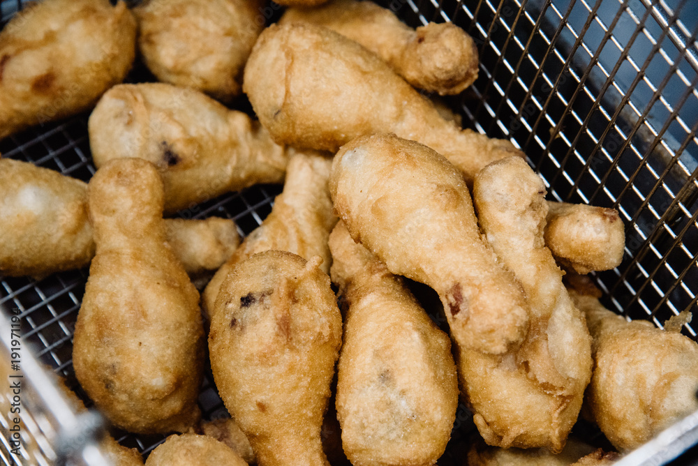 Process of making fried chicken on the kitchen. Restaurant, cafe or pizzeria cuisine Process of making fried chicken on the kitchen. Restaurant, cafe or pizzeria cuisine