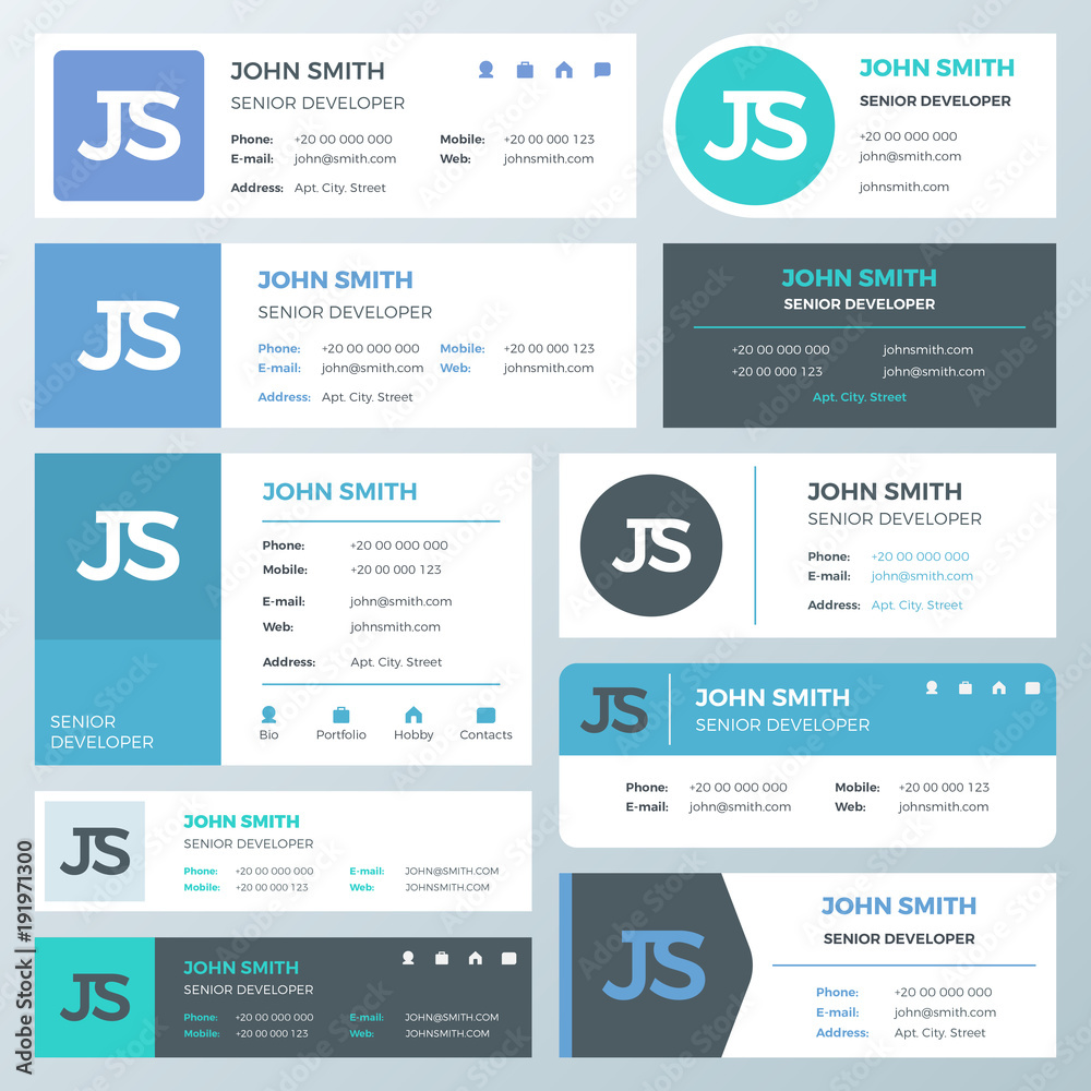 Business e-mail signature vector template Business e-mail signature vector template