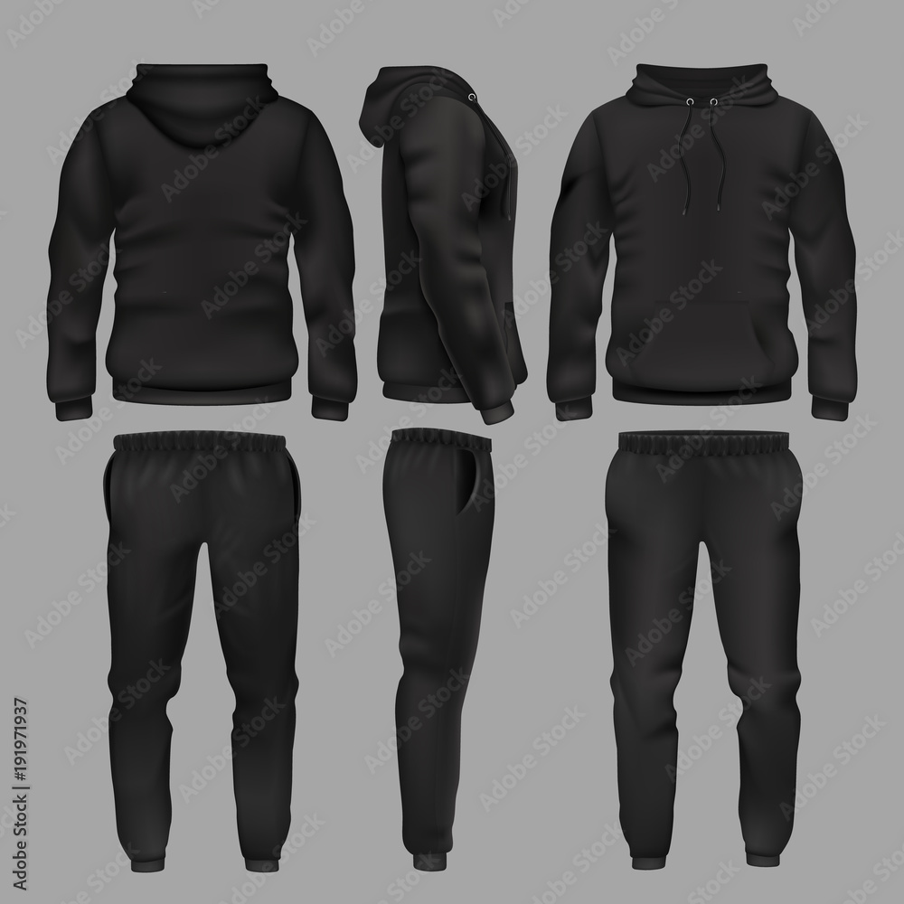 Black man sportswear hoodie and trousers vector mockup isolated Stock  Vector | Adobe Stock