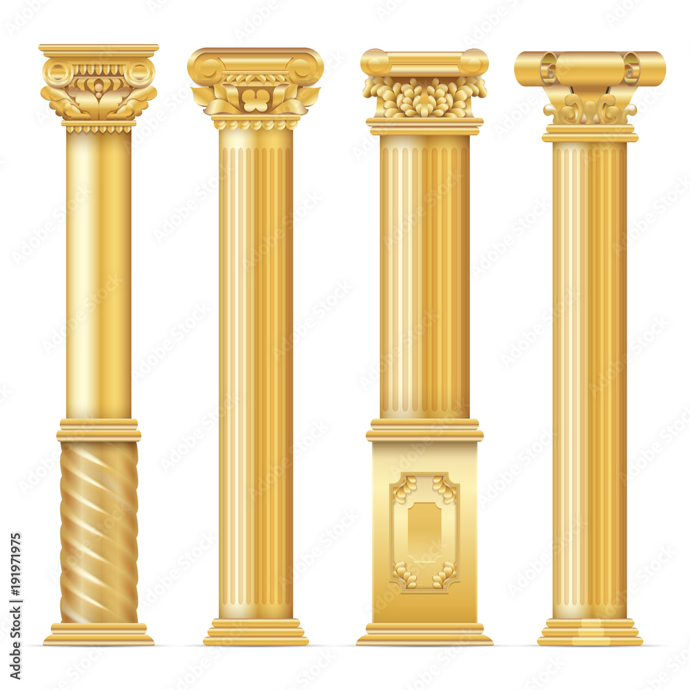 Naklejka premium Classic antique gold columns vector set