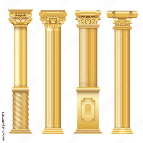 Classic antique gold columns vector set