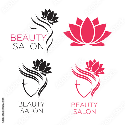 Beautiful woman logo template for hair salon, beauty salon, cosmetic
