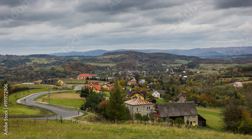 Czaszyn village in Bieszczady at autumn, Poland