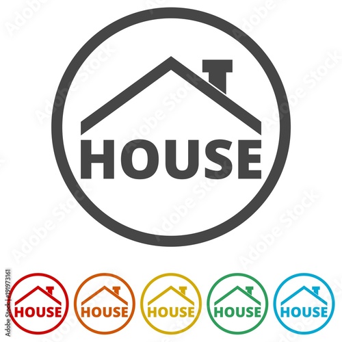 Home sign icon. Main page button, House icon, 6 Colors Included