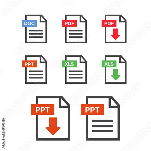 File download icon. Document text, symbol web format information. Document icon set © 3dwithlove