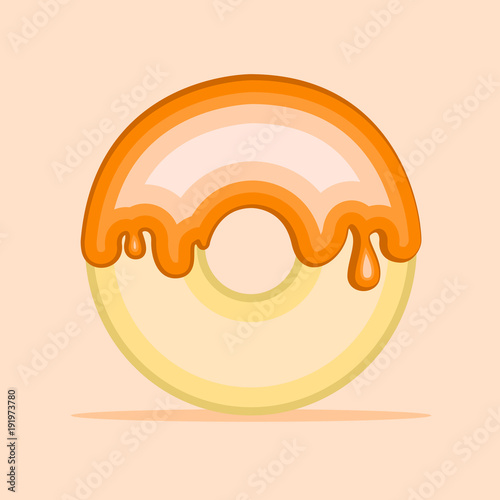 Orange glazed donut, Cartoon