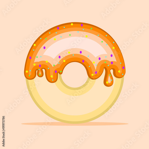Orange glazed donut, Cartoon