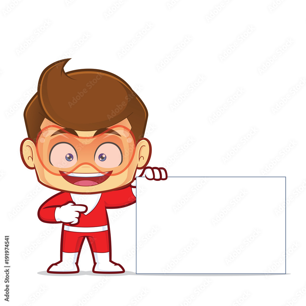 Clipart picture of a superhero cartoon character holding a blank sign Stock  Vector | Adobe Stock