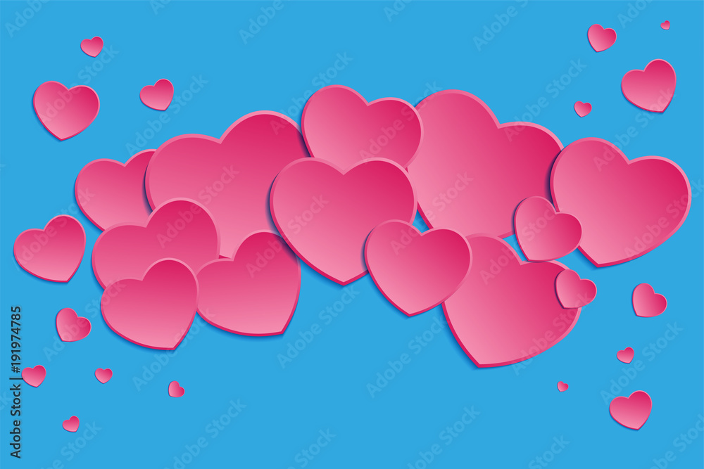 Background with pink hearts with shadow. Valentine's Day
