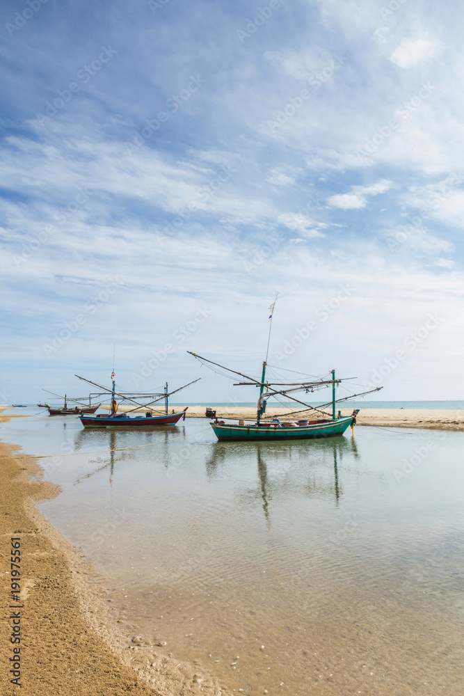 Fishing boats and coastal beaches in the south Fishing boats and coastal beaches in the south