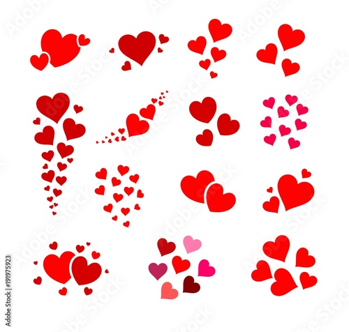Beautiful and cute group of hearts vector illustration