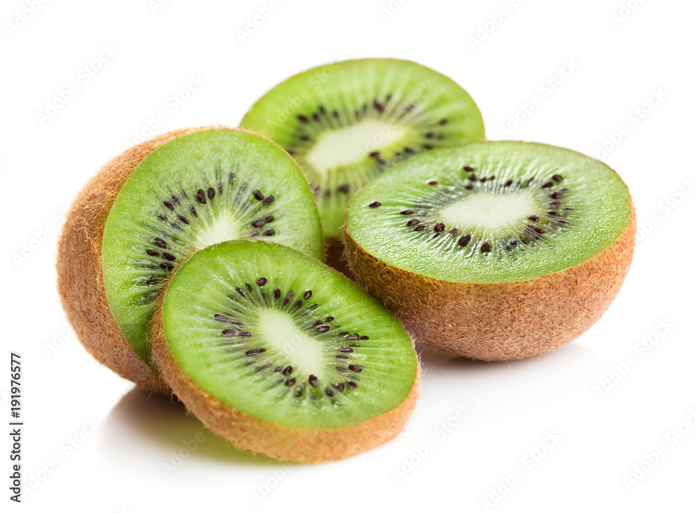 heap of kiwi slices isolated on white background heap of kiwi slices isolated on white background