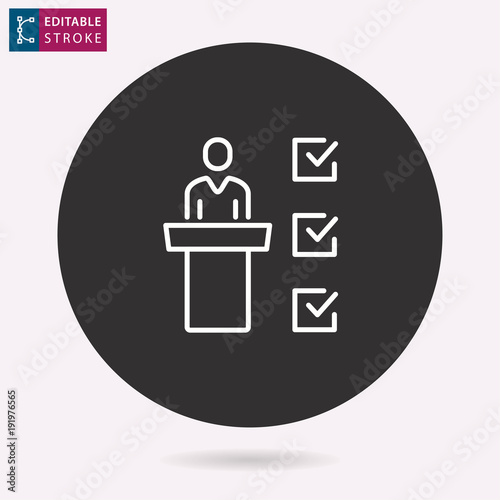 Conference line vector icon. Editable stroke.