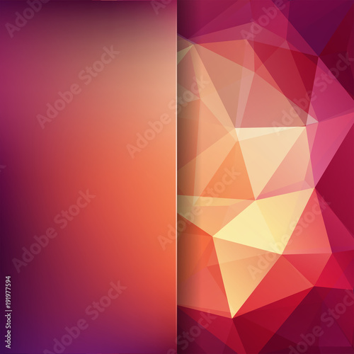 Background made of red, brown, yellow, orange triangles. Square composition with geometric shapes and blur element. Eps 10 photo