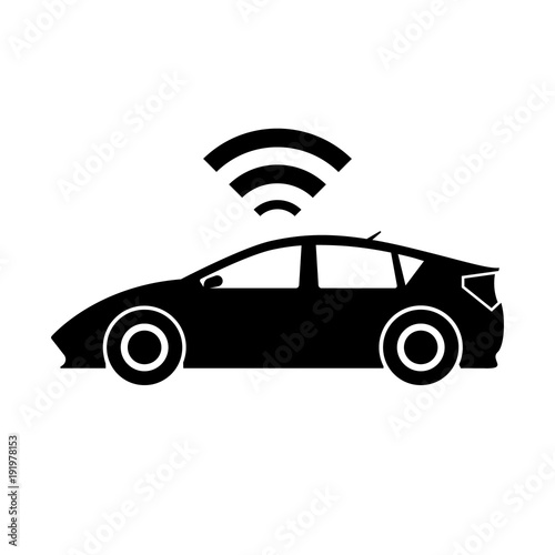 Smart cars driverless car technology autonomous vehicle system capability sign and symbol IoT trend. Vector illustration Internet of Thing technology.