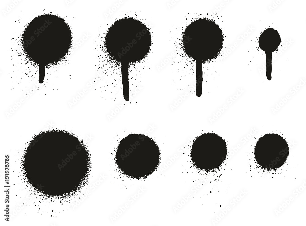 Spray Paint High Detail Drip Dots Abstract Vector Backgrounds Set 09 - obrazy, fototapety, plakaty 