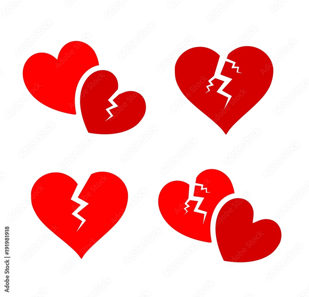 Beautiful icon of broken heart vector set Beautiful icon of broken heart vector set