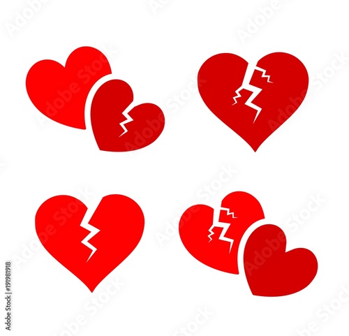 Beautiful icon of broken heart vector set