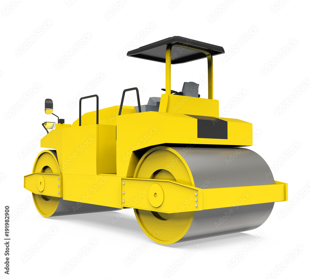 Naklejka premium Yellow Road Roller Isolated