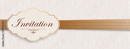 Header Noble Golden Emblem Ribbon Ornaments Einladung