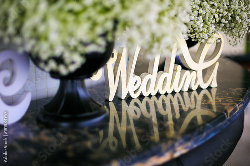 Beautiful wedding accessories, decor, flowers