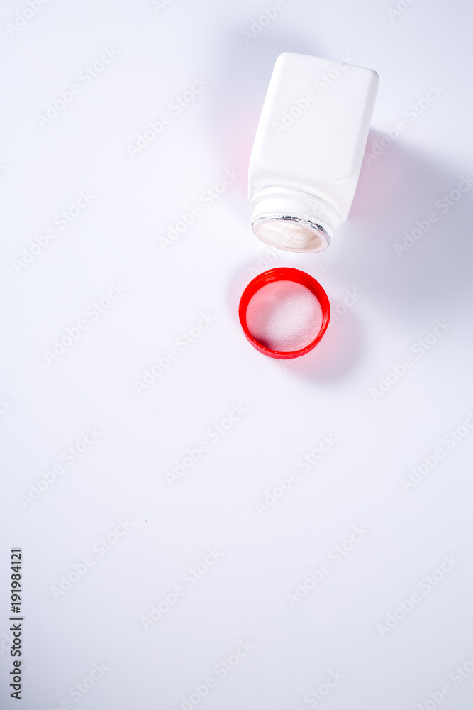 White medicine box isolated on white background, Close up White medicine box isolated on white background, Close up