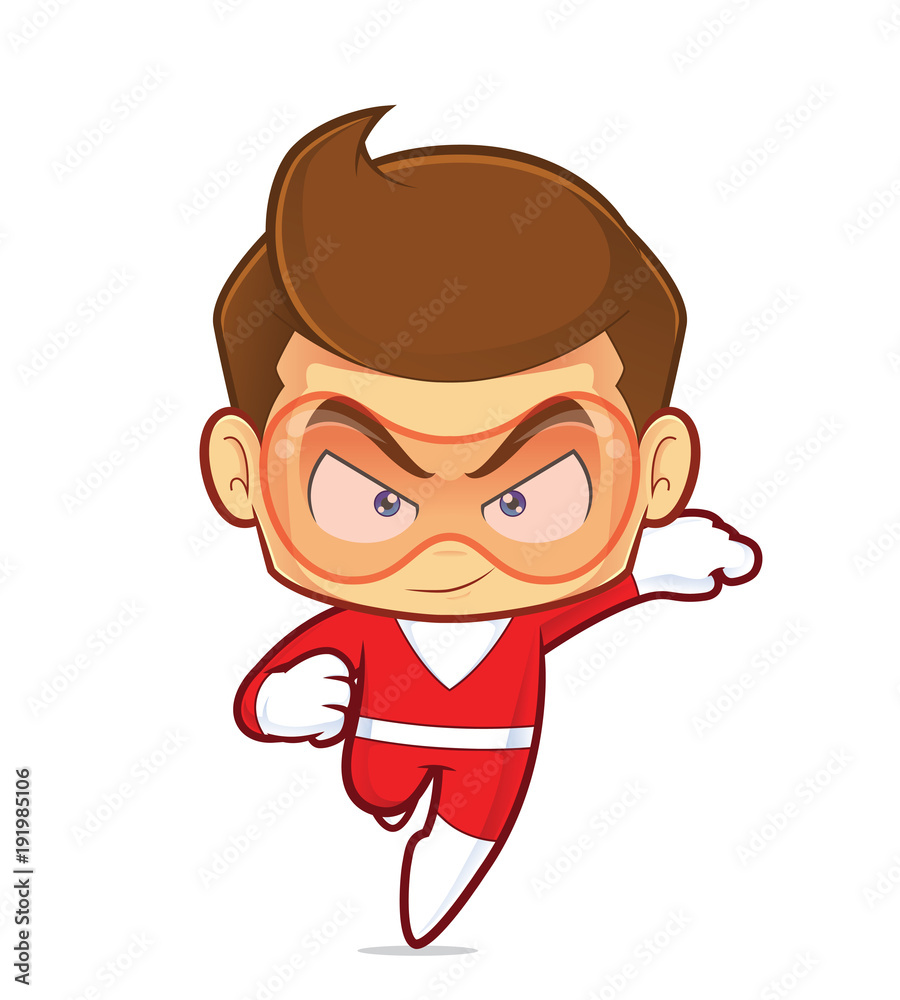 Clipart picture of a superhero cartoon character running