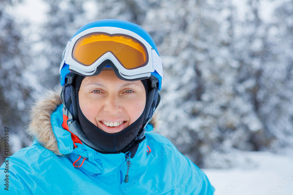 Female skier in Alps, Europe.