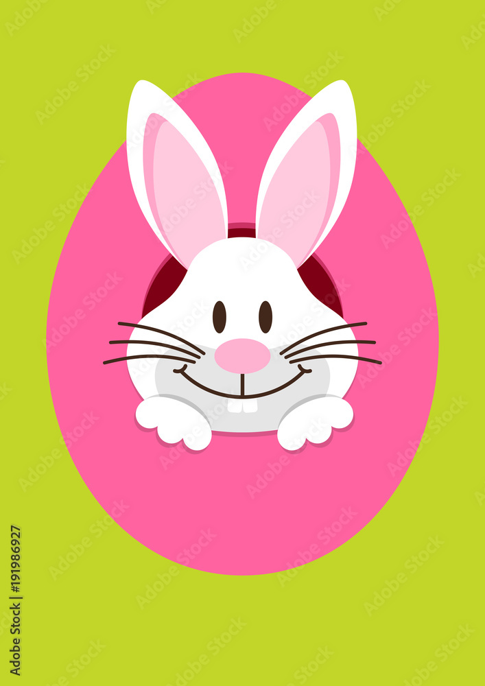 Fototapeta premium Front Easter Bunny Hiding In Egg Green/White
