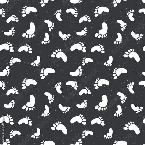Seamless pattern with footprints. Grunge vector illustration.