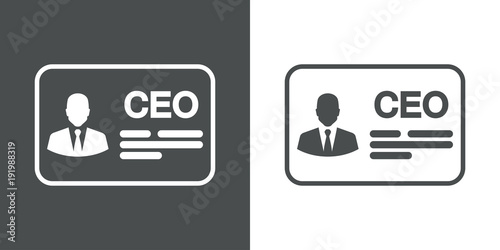 Icono plano identificacion CEO en gris y blanco